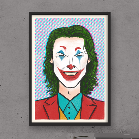 JOKER Joaquin Phoenix / Batman - Illustrated Portrait Poster - Pedro Demetriou