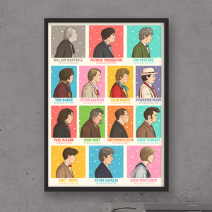 DOCTOR WHO through the ages Illustrated Poster Gift - Pedro Demetriou